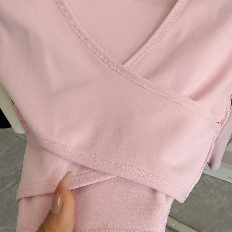 Pula Seamless Yoga Top Crossed Back Long Sleeve Breathable