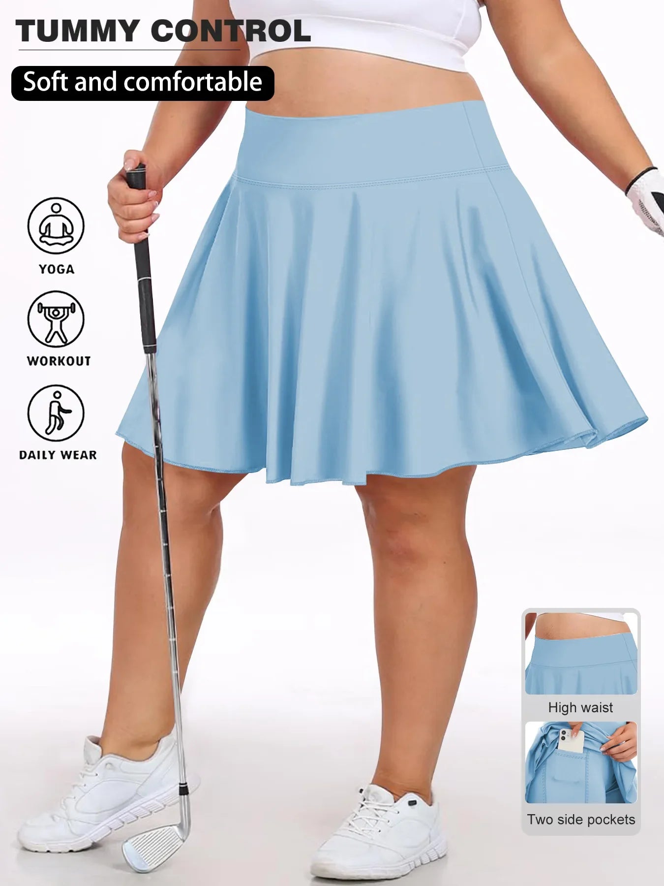 CN Women's Pocket Short Skirt High Waist Fitness Wear