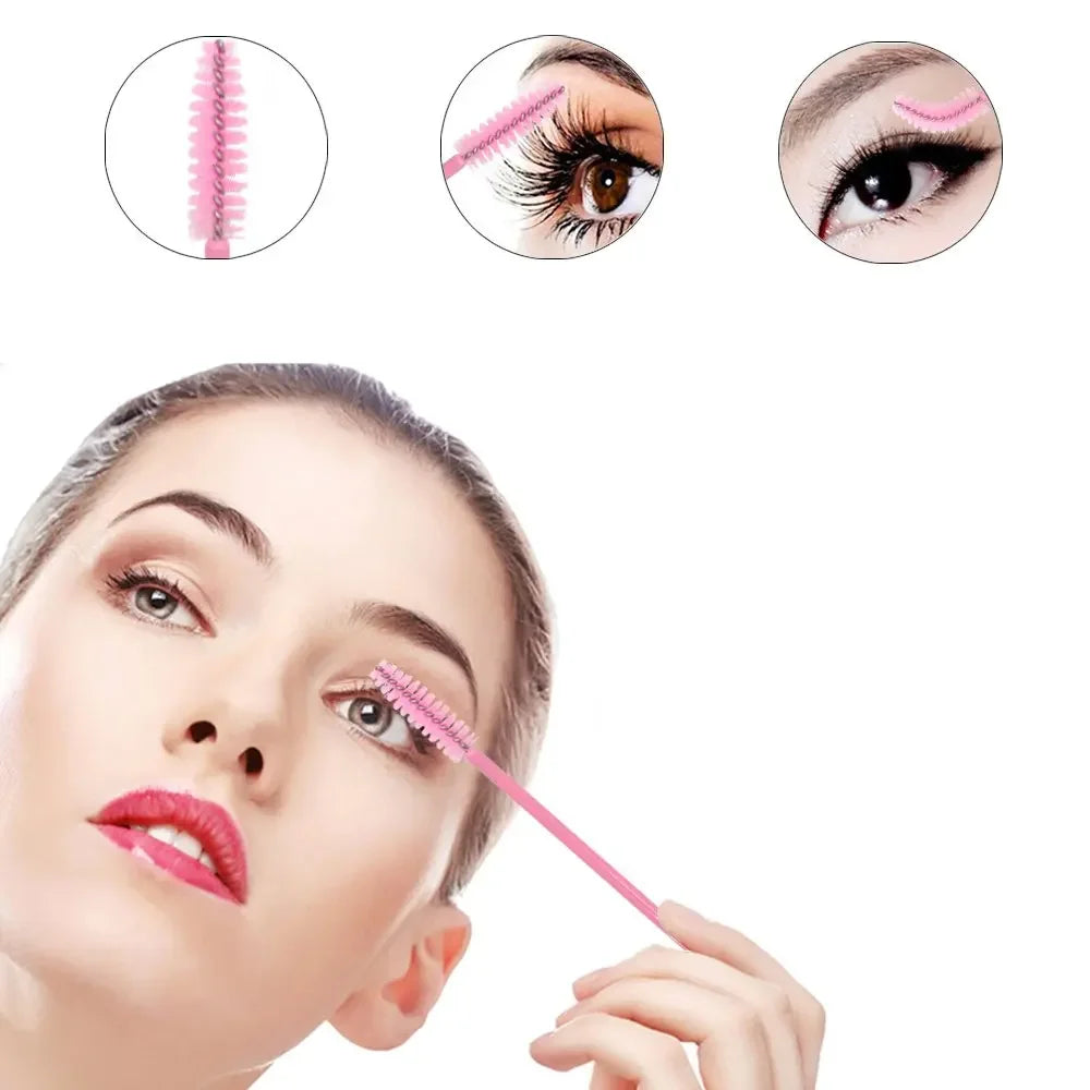 CNKESS 200Pcs Disposable Brush Set For Eyelashes And Eyebrows
