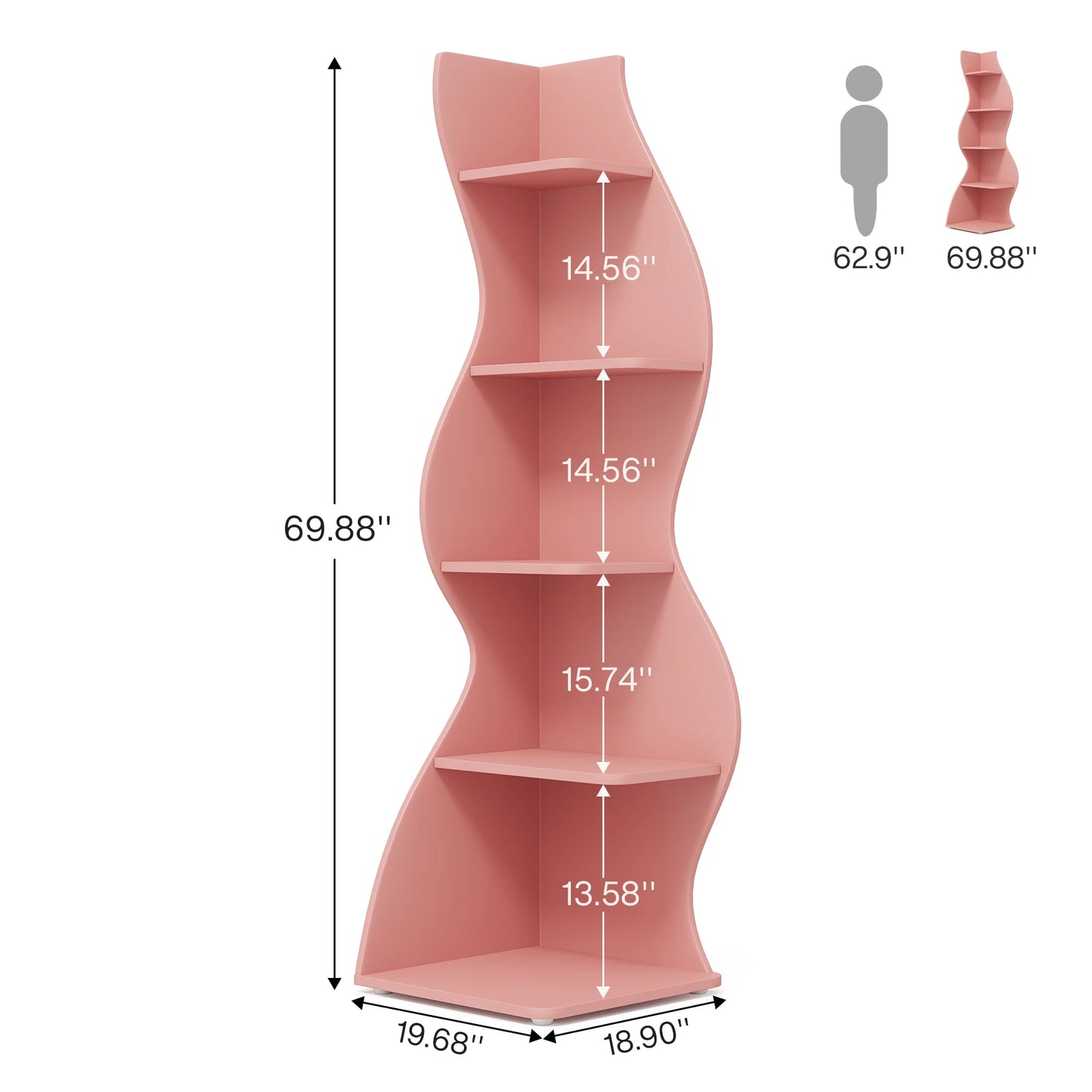 Tribesigns Corner Shelf 5-Tier Wall Bookcase Storage Rack