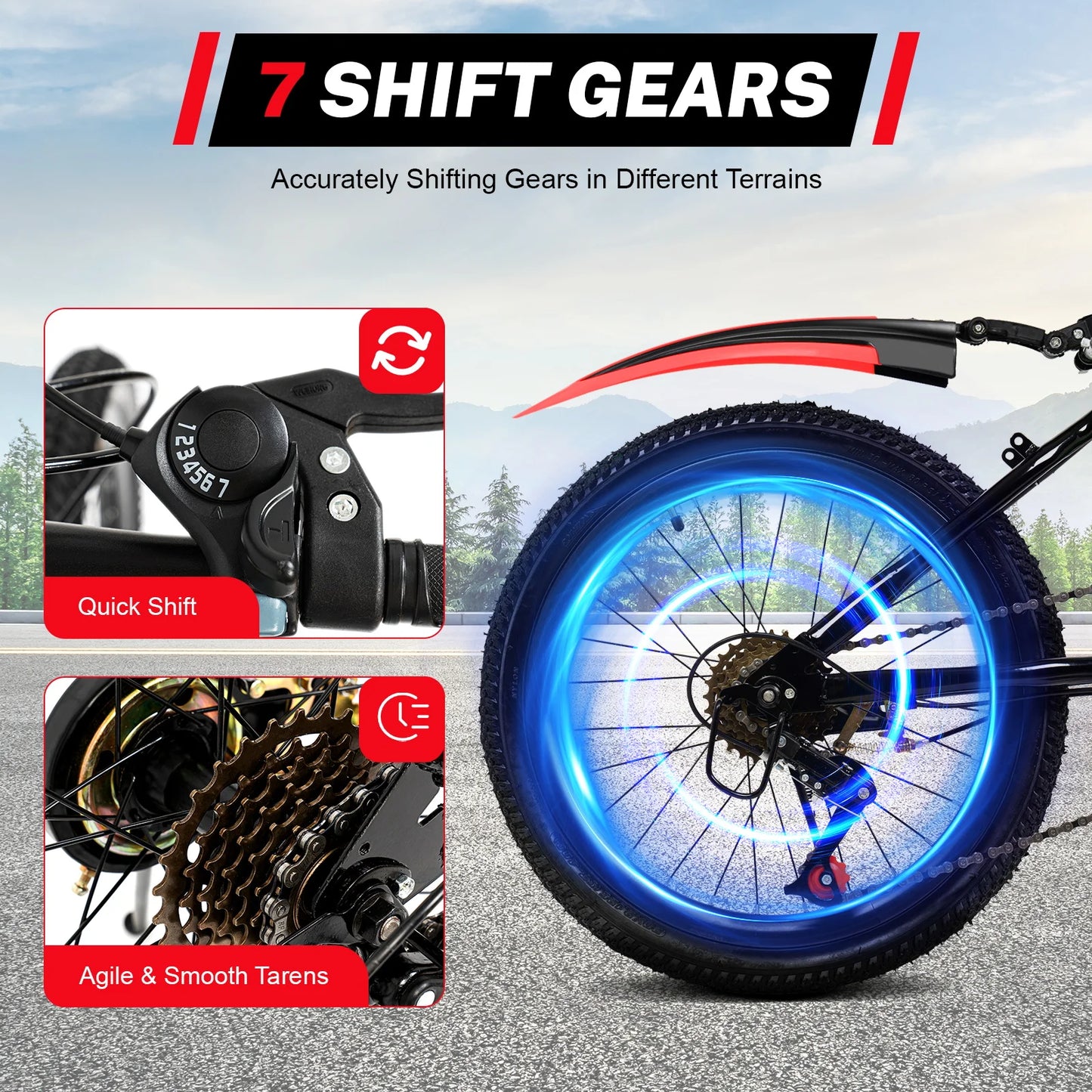 Fork Kids Mountain Bike 7 Speed With Mudguards And Kettle Holder