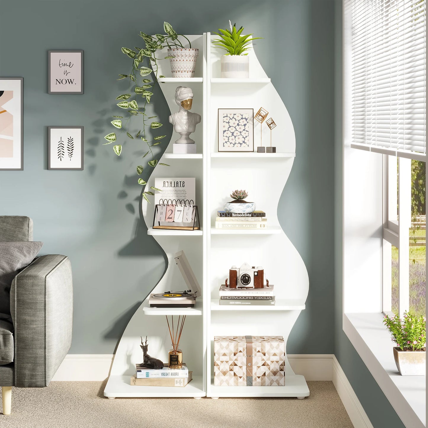 Tribesigns Corner Shelf 5-Tier Wall Bookcase Storage Rack