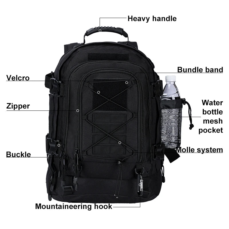 LQARMY Military Tactical Backpack Molle Assault Rucksack for Outdoor Hiking