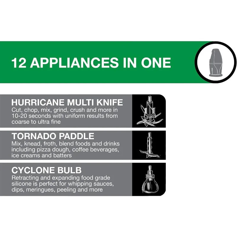 Salton WizNMix All-in-One Food Processor, Chopper & Blender for Mixing, Purees, Whipping, 750 ml Capacity, Black (FP2102BK)