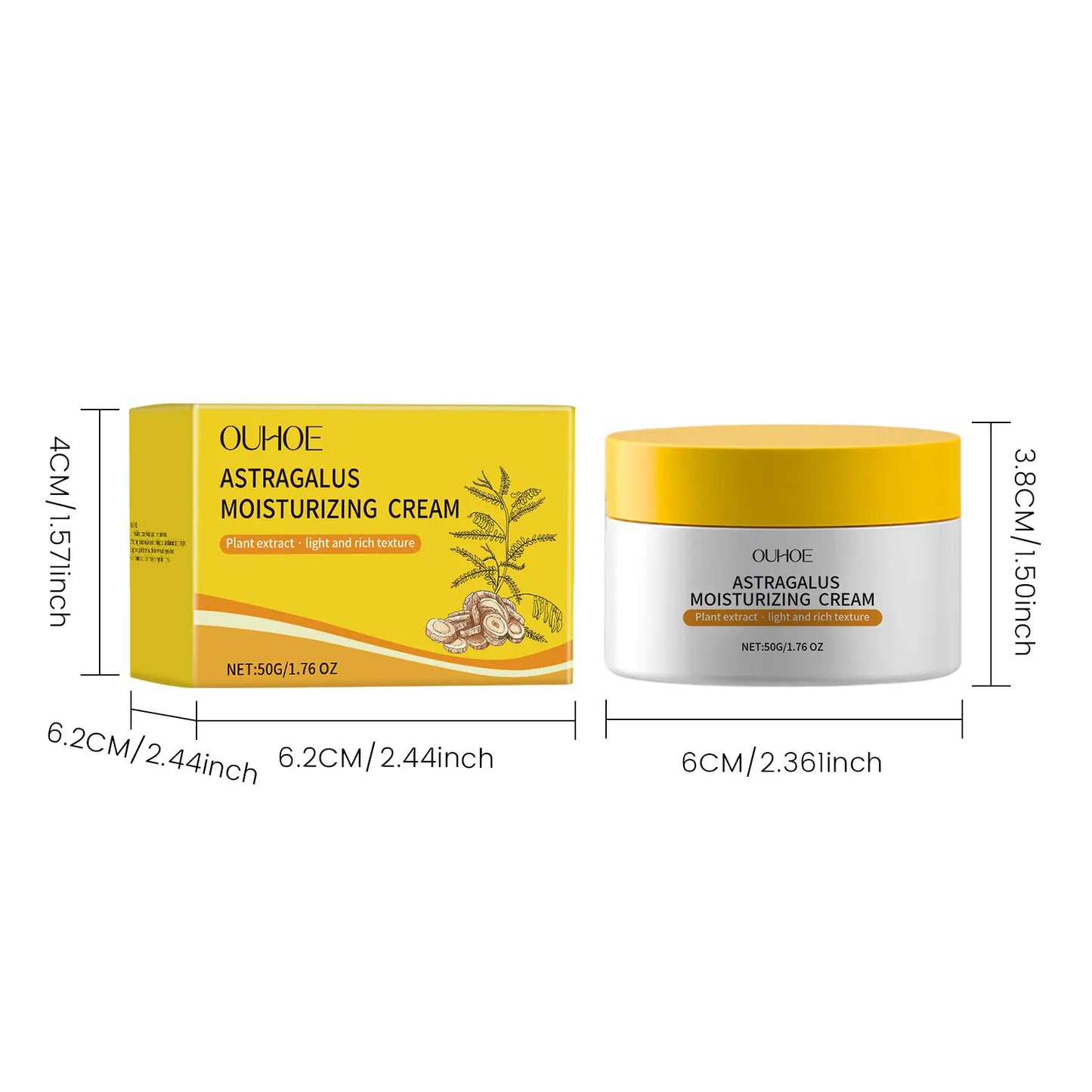 OUHOE Astragalus Moisturizing Cream - Even Skin Tone, Deep Moisturize, Light Texture, All Skin Types, Daily Use