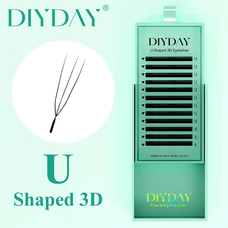 DIYDAY U-shaped 3D 4D 5D Eyelash Extension New Style U Shape W Bloom Lashes Premade Fans Lightweight Fluffy Mink Faux Eyelashes