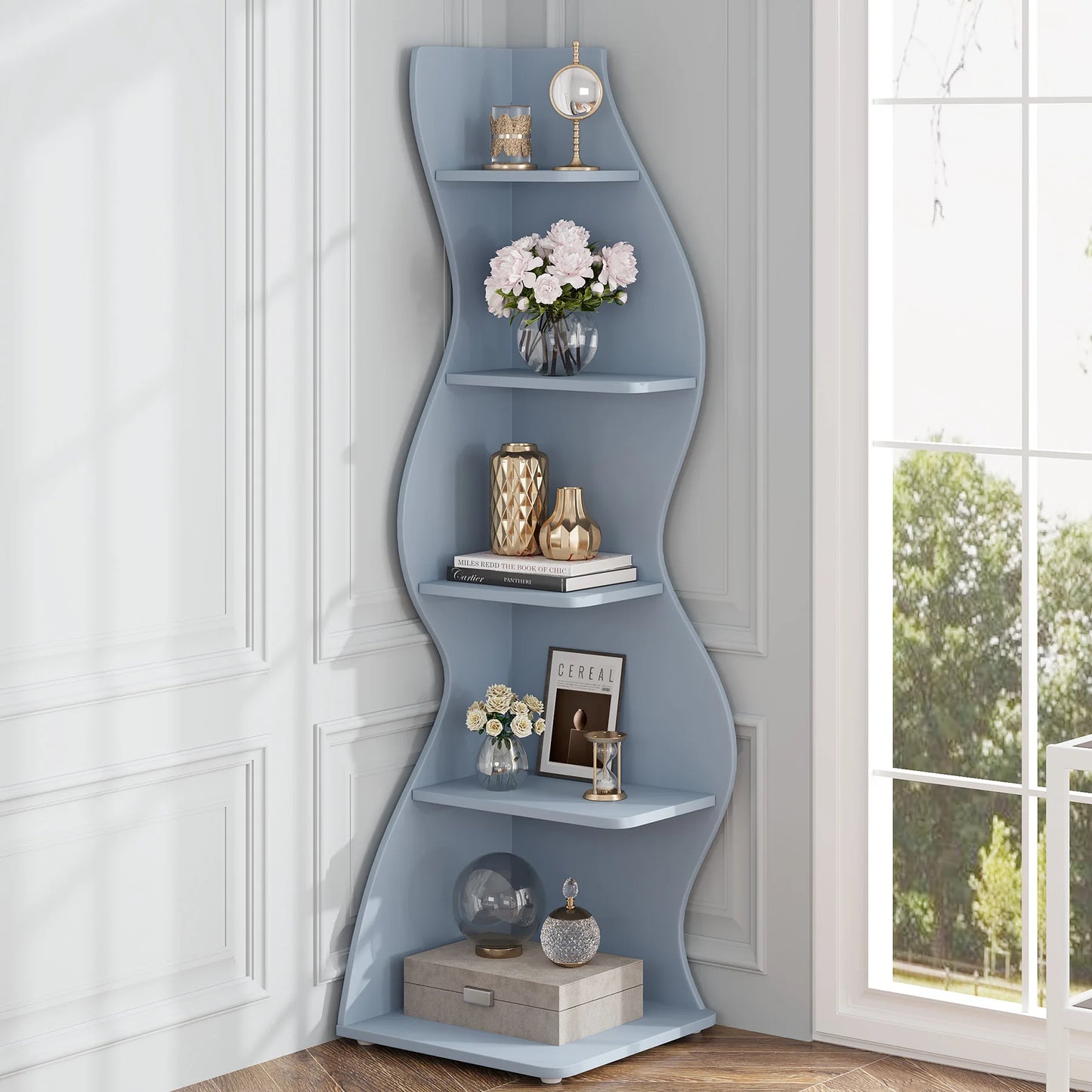 Tribesigns Corner Shelf 5-Tier Wall Bookcase Storage Rack