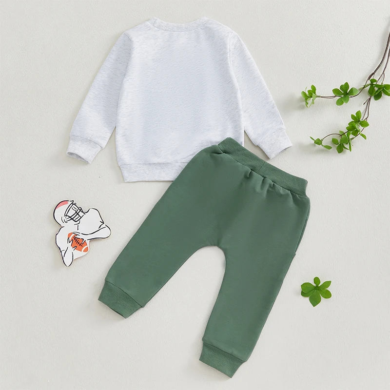 Pudcoco Toddler Boy 2 Piece Fall Outfit Sweatshirt Pants Set