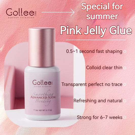 Gollee Pink Adhesive Eyelash Extension Glue 5ml Lashes Adhesive for Volume Lashes Individual Lashes Wholesale Price Own Logo
