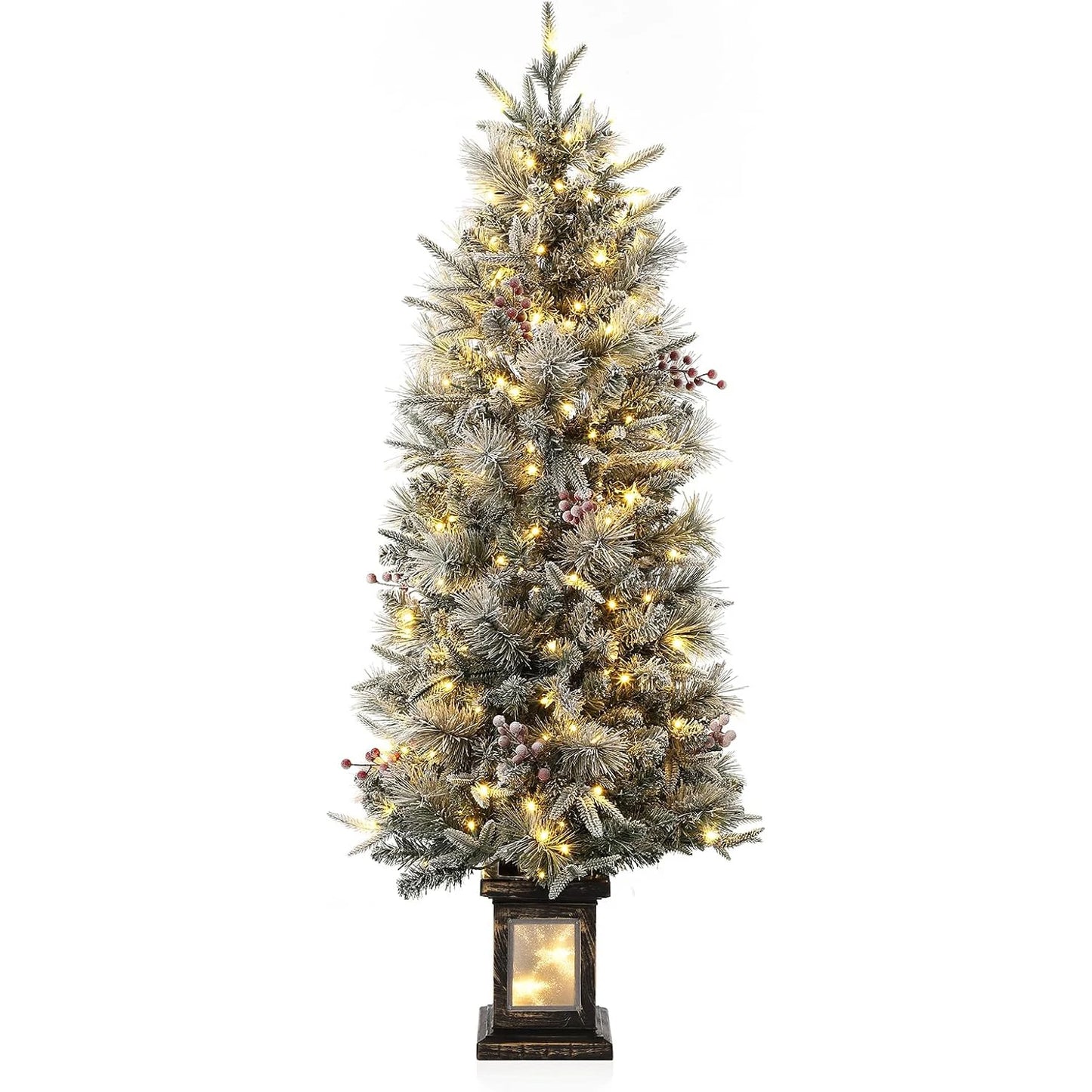 Electronic Pre-Lit Flocked Christmas Tree 386 Tips And 200 Lights