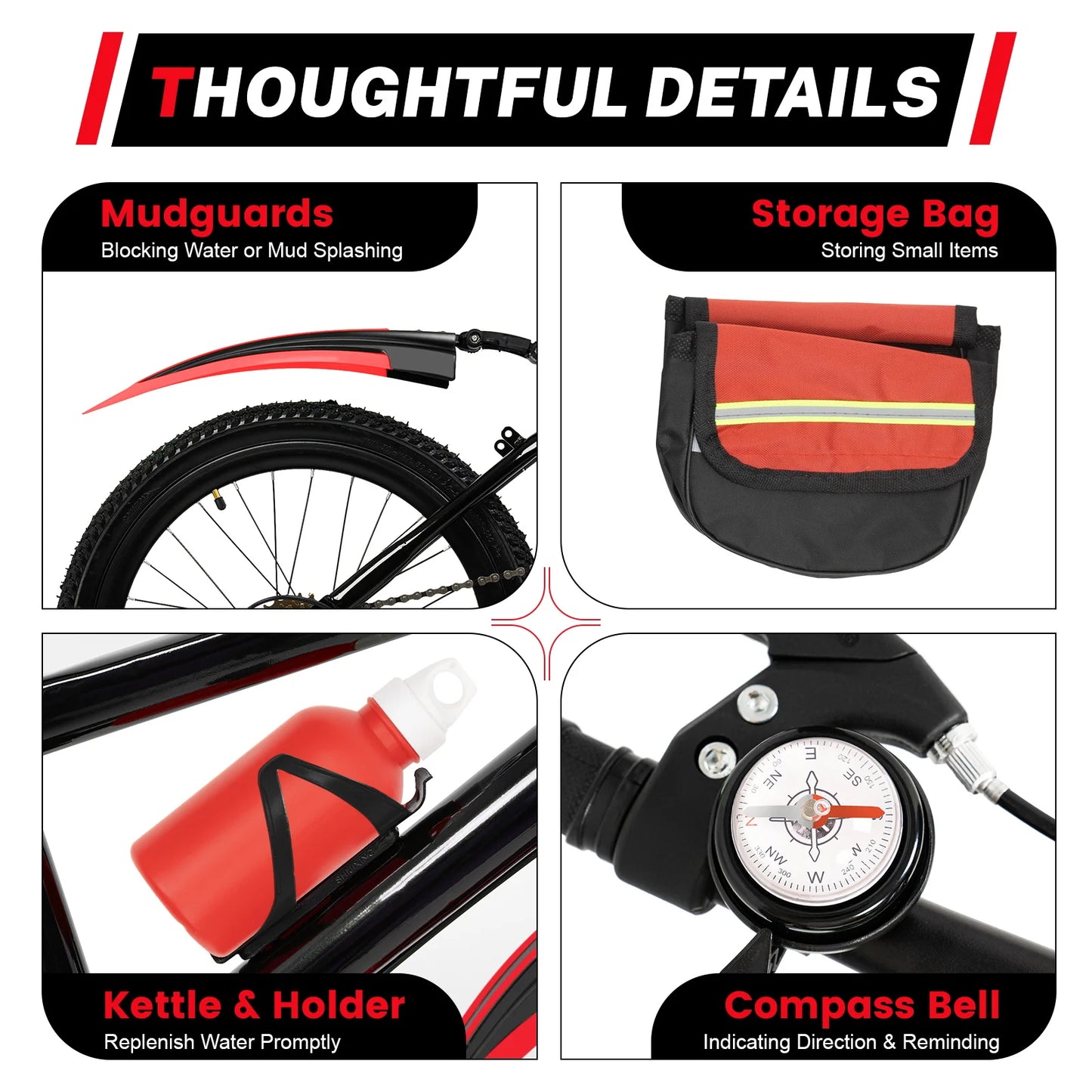 Fork Kids Mountain Bike 7 Speed With Mudguards And Kettle Holder