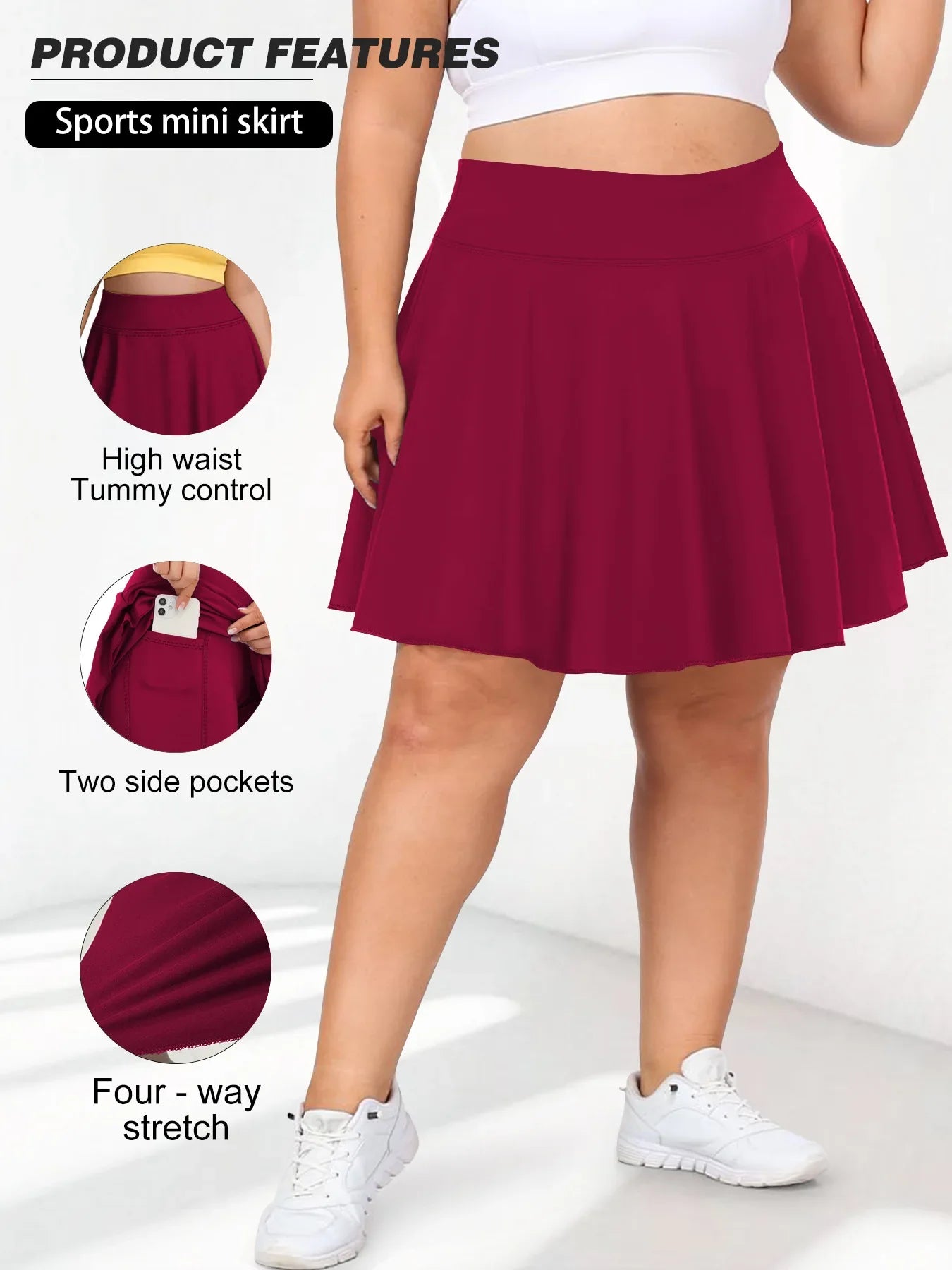 Women's Pocket Short Skirt High Waist Fitness Skirt
