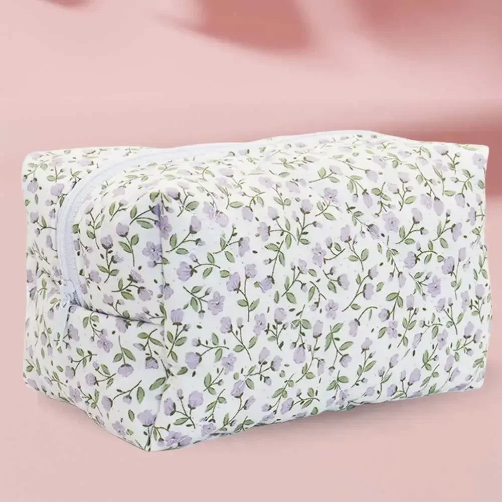 Shunmaii Floral Large Capacity Cosmetic Organizer Bag Portable Makeup Pouch