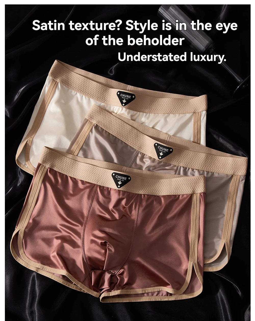 Briefs and Boxers Silk Ice Satin Men's Boxer Briefs Breathable