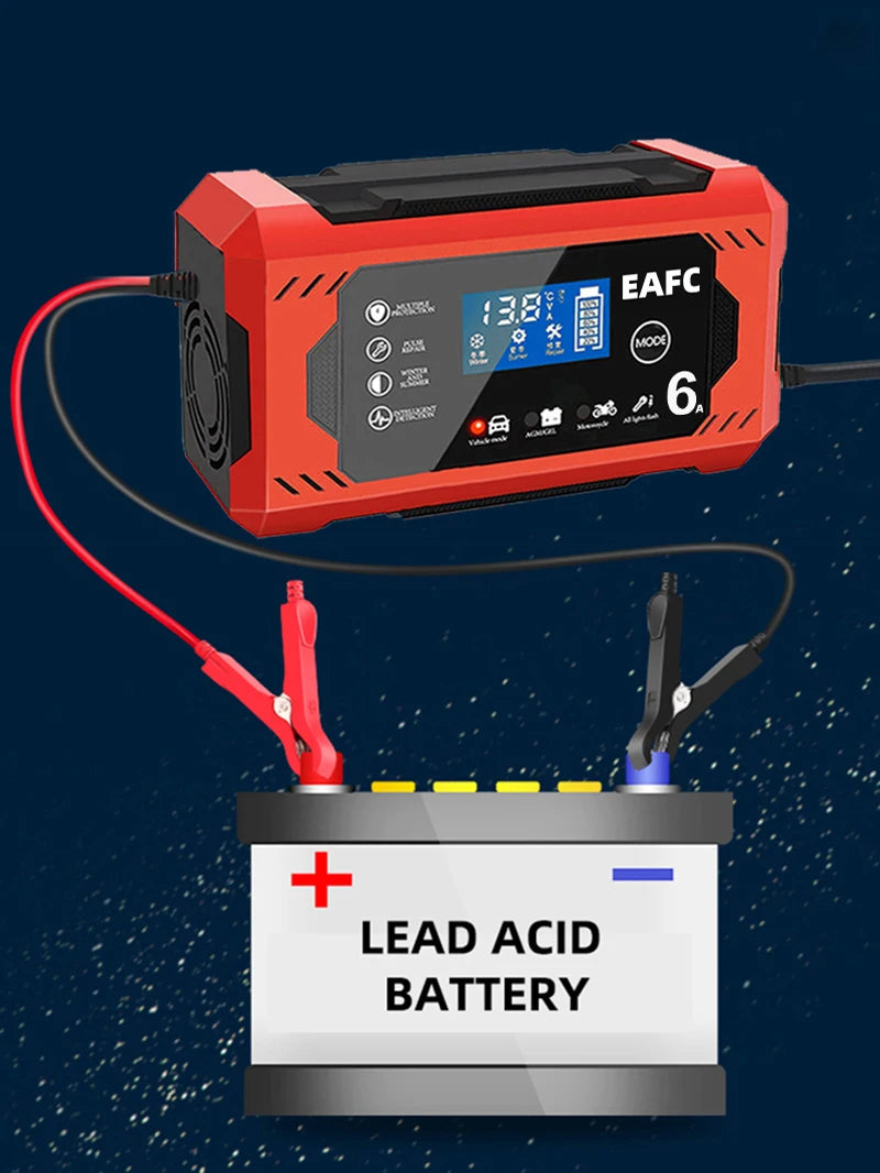 EAFCH Car Battery Charger 12V 6A Pulse Repair Dual Mode