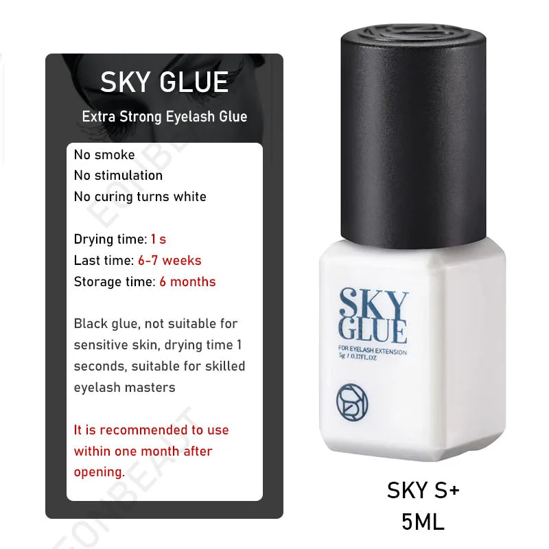 10 Bottles SKY Glue Strands False Eyelashes Extension Supplies Korea 5ml Black Red Blue Cap Beauty Health Makeup Tools Adhesive