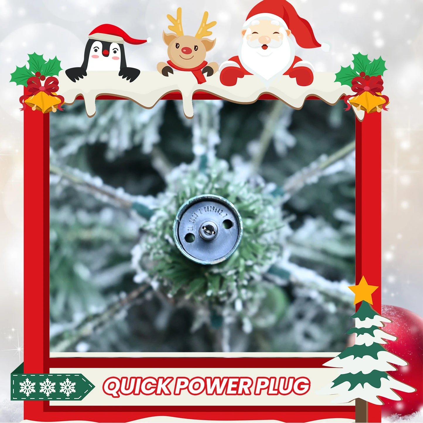 Electronic Artificial Flocking Christmas Tree With Ball Lights