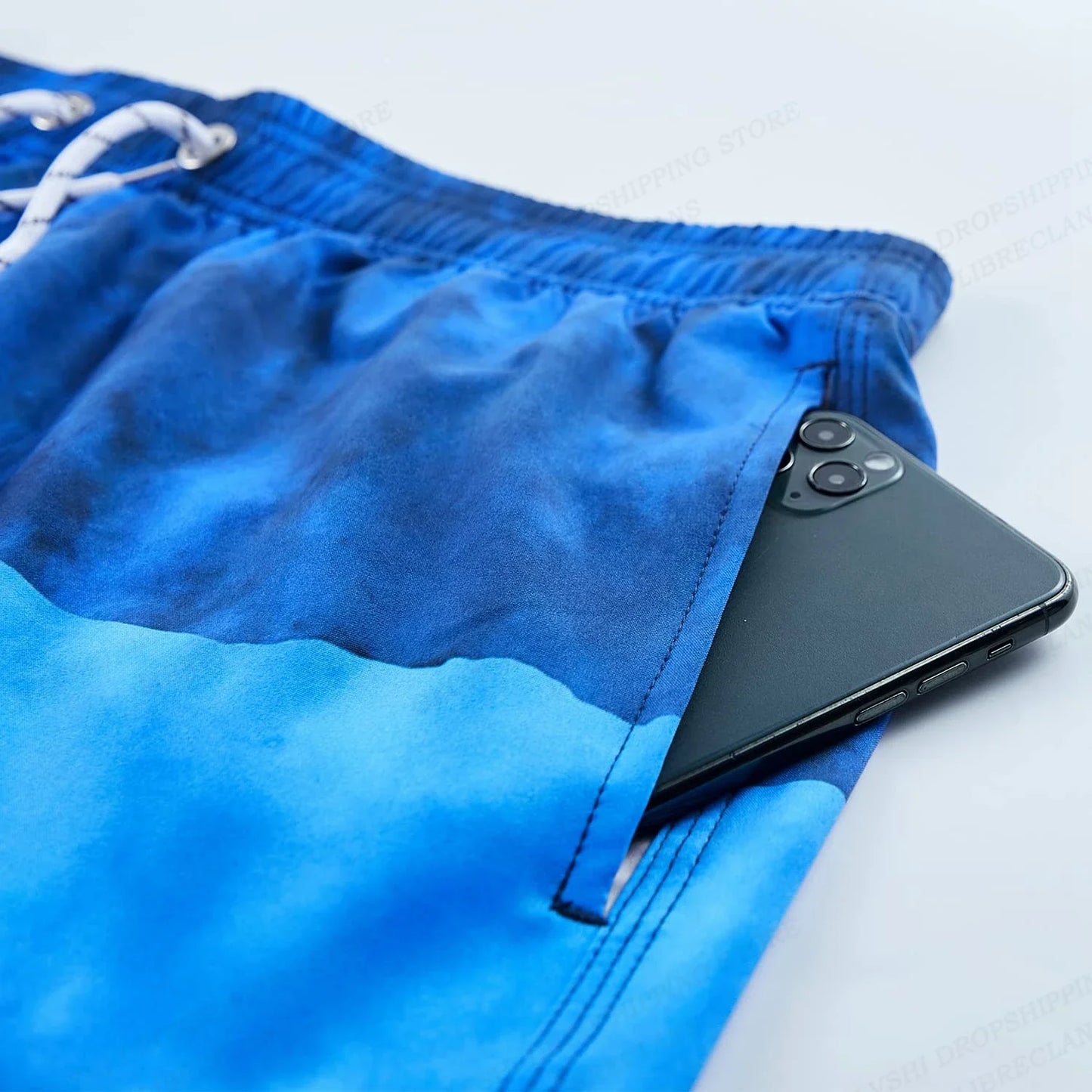 Striped Beach Shorts Men Board Shorts Swimwear Trunks