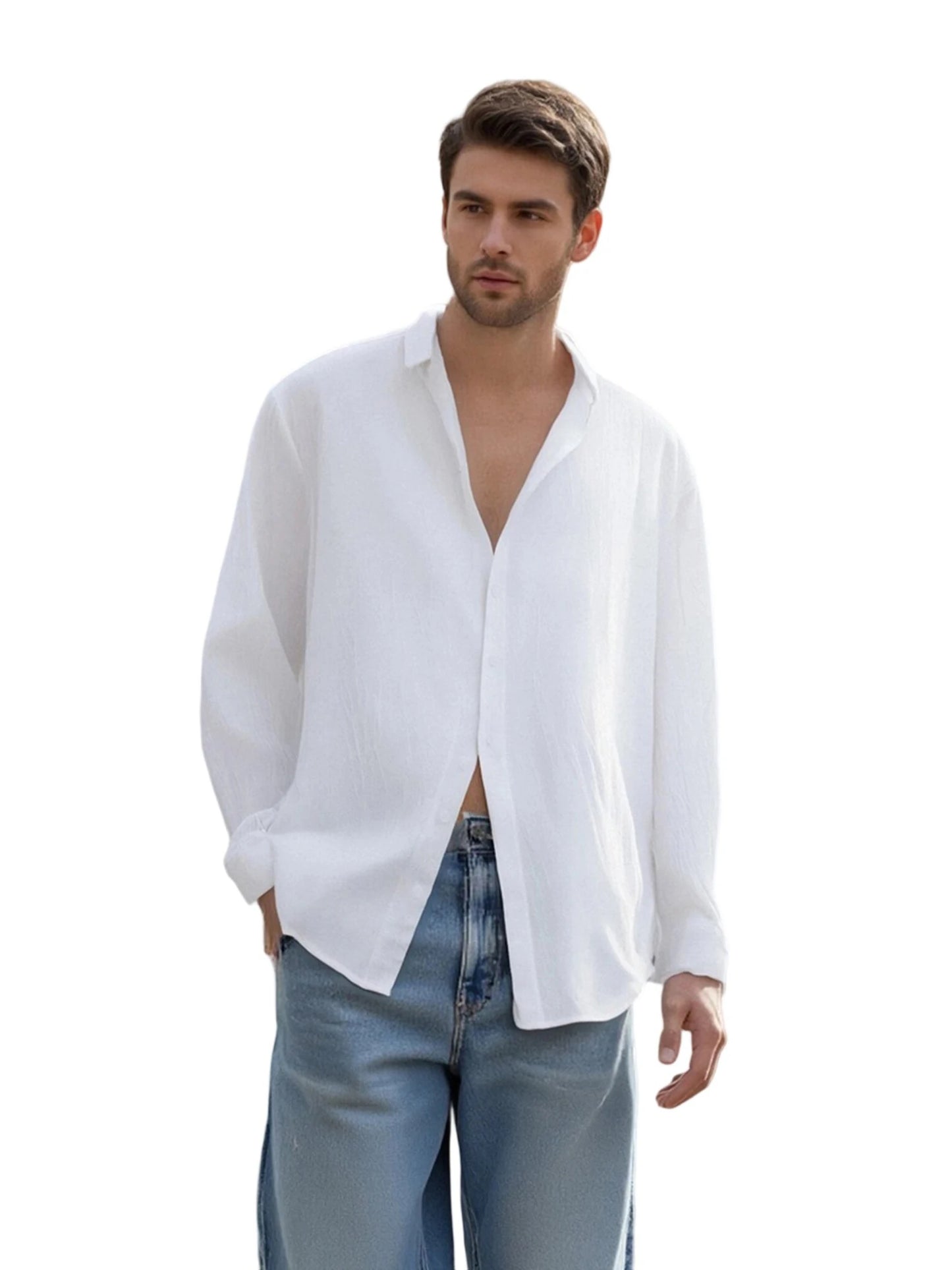 Guangdong Men's Button Up Shirt With Turn Down Collar