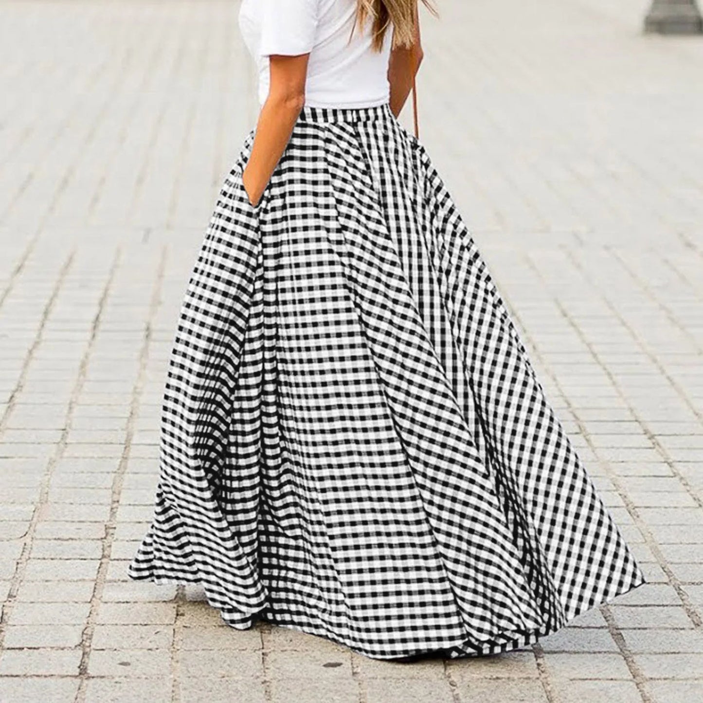Craft Of Weaving Plaid Swing Skirt With Draped Silhouette