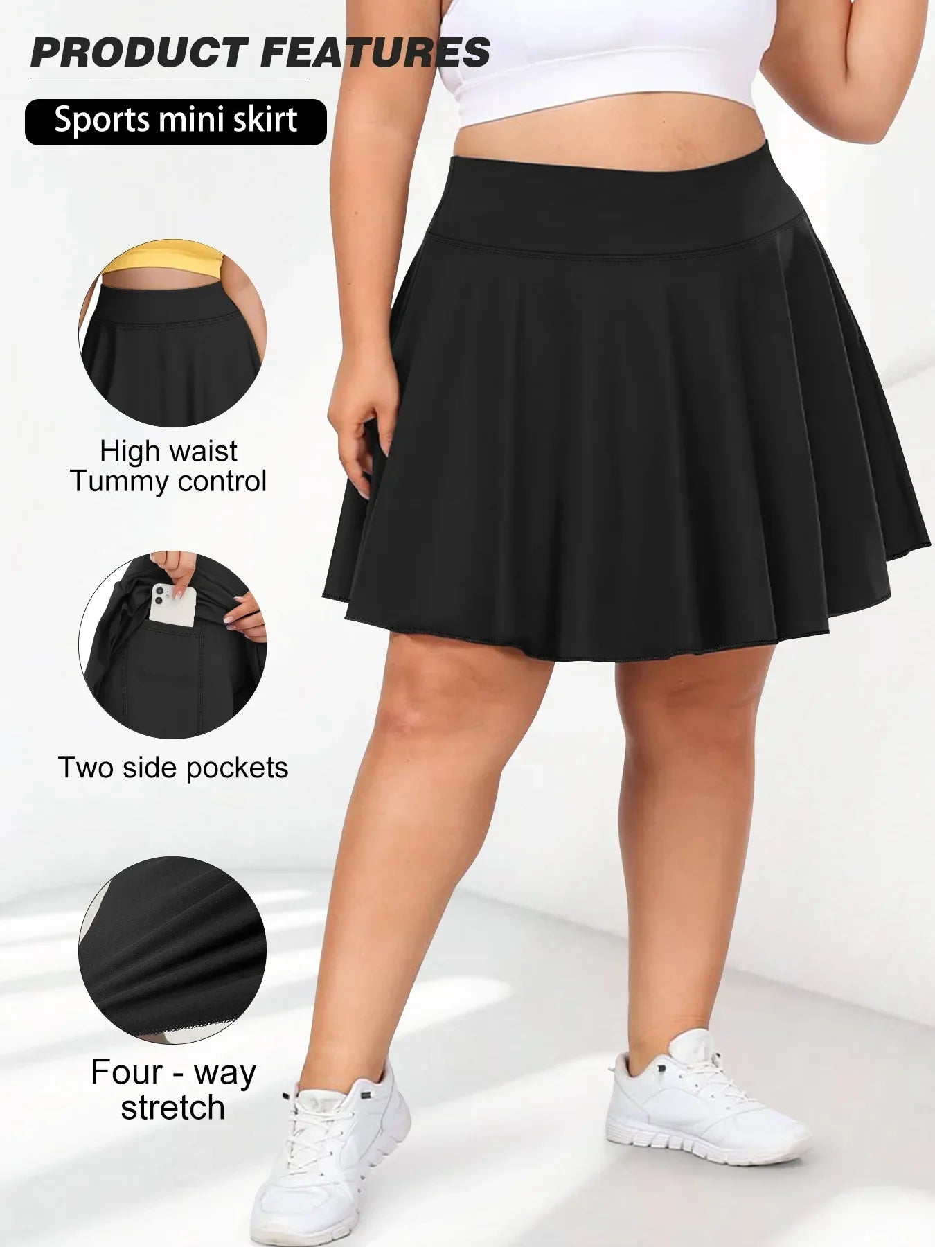 Pocket Short Skirt For Women High Waist Fitness Gym Outdoor