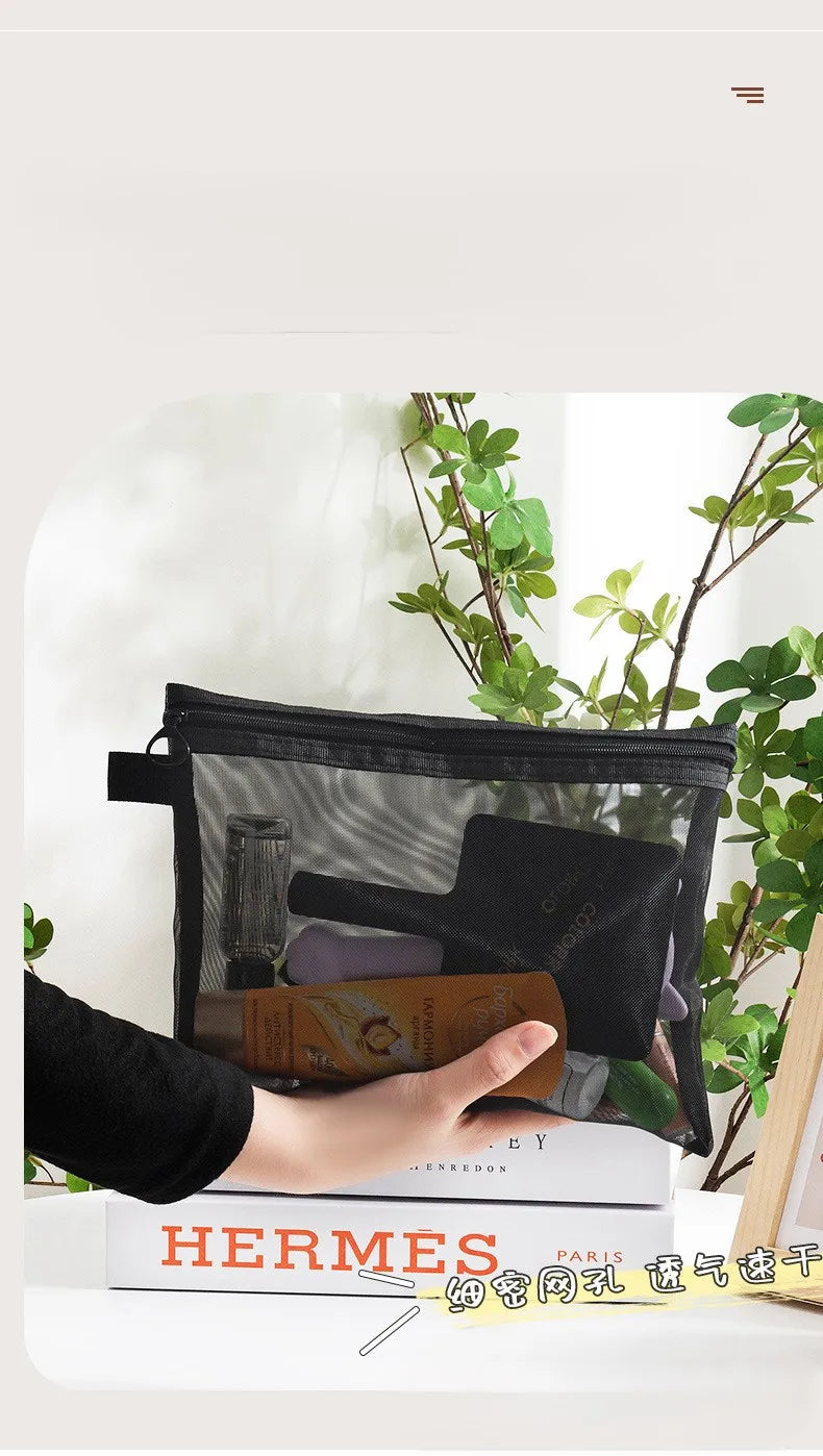 CN Mesh Cosmetic Bag Travel Organizer For Women