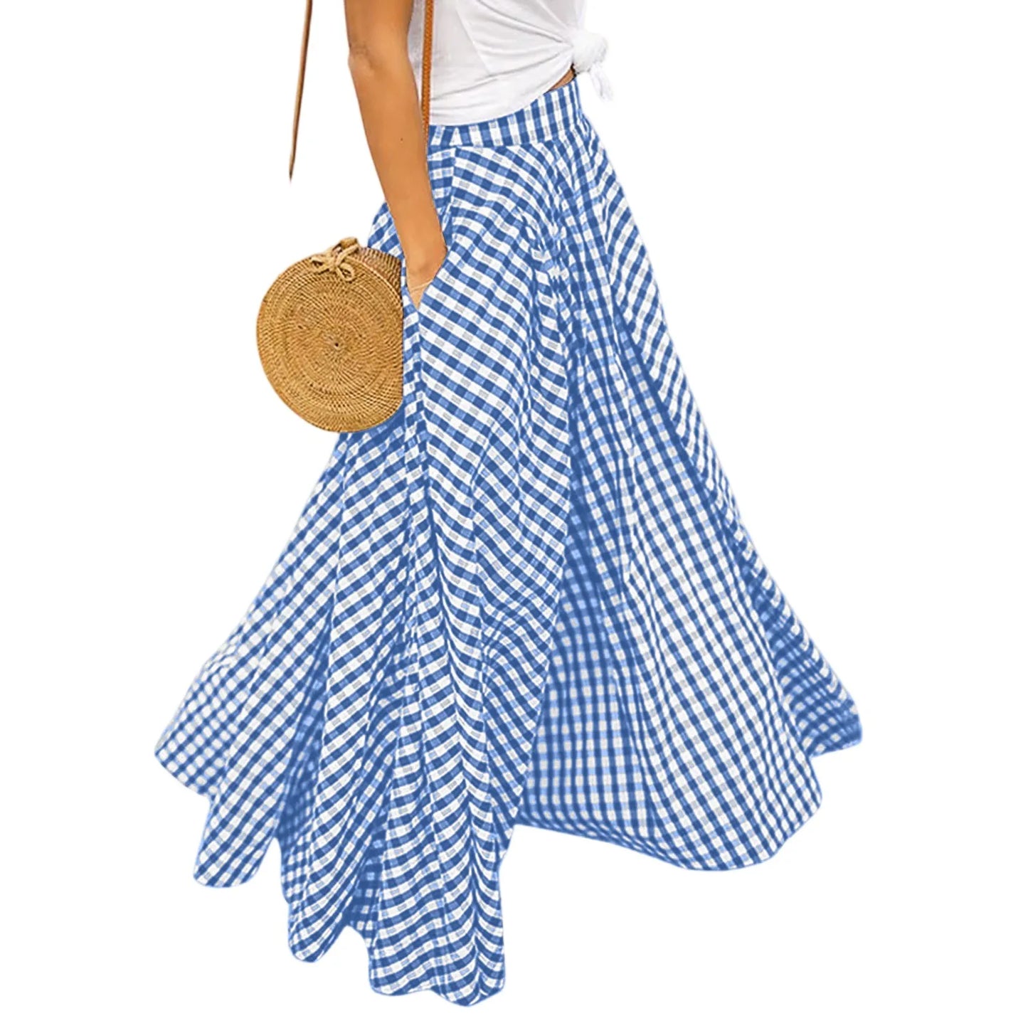 Craft Of Weaving Plaid Swing Skirt With Draped Silhouette