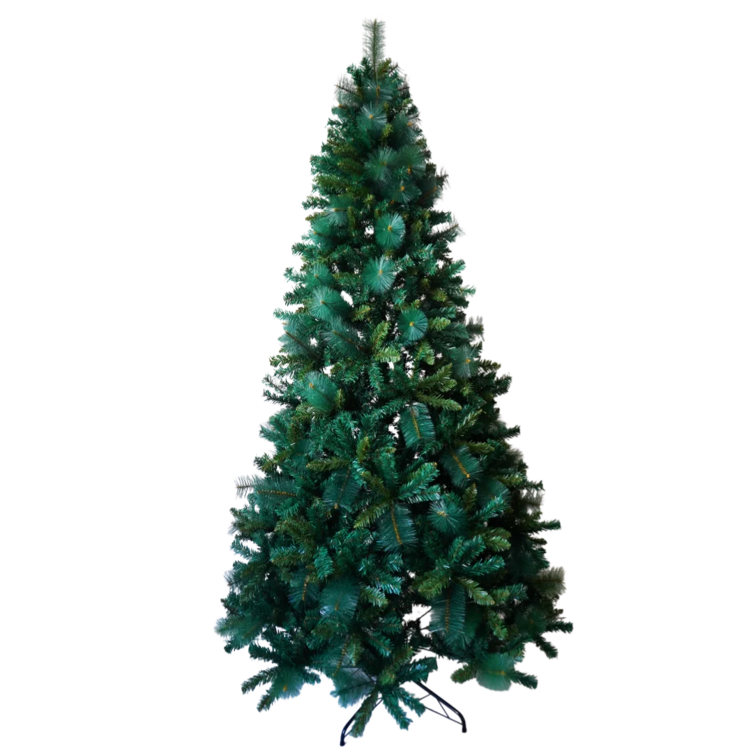 Pre-Lit Pop Up Artificial Christmas Tree 6ft 7ft 8ft Easy Setup PVC Pine Needle Mixed Xmas Tree with Metal Base