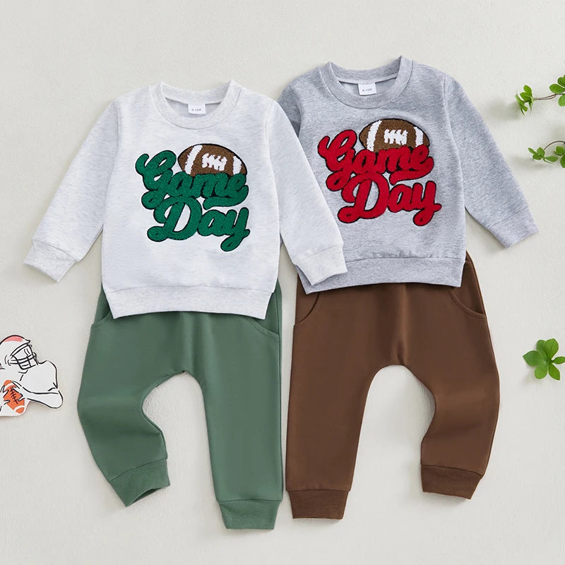 Pudcoco Toddler Boy 2 Piece Fall Outfit Sweatshirt Pants Set