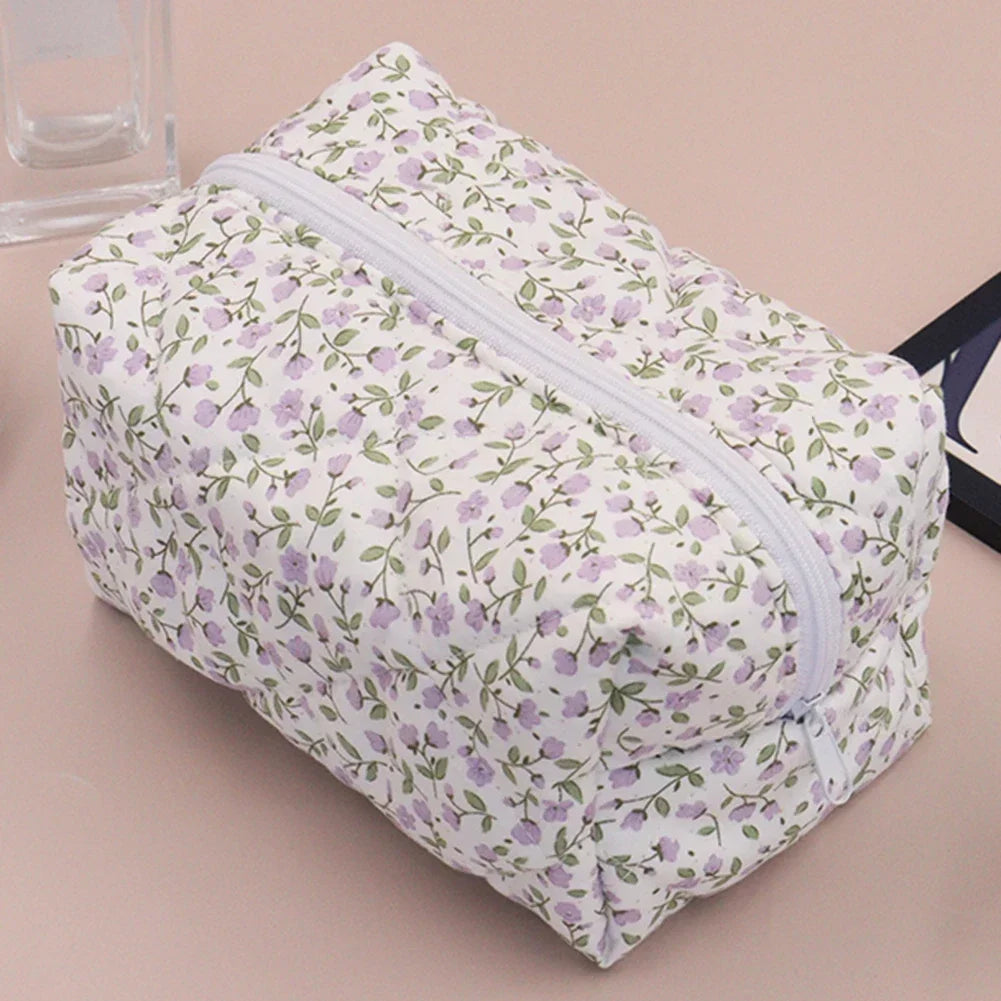 Shunmaii Floral Cosmetic Organizer Pouch Portable Makeup Bag