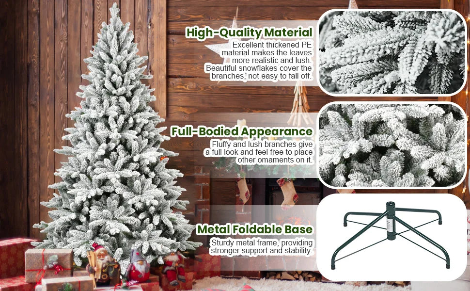 Makeatree Snow Flocked Christmas Tree Artificial PE PVC