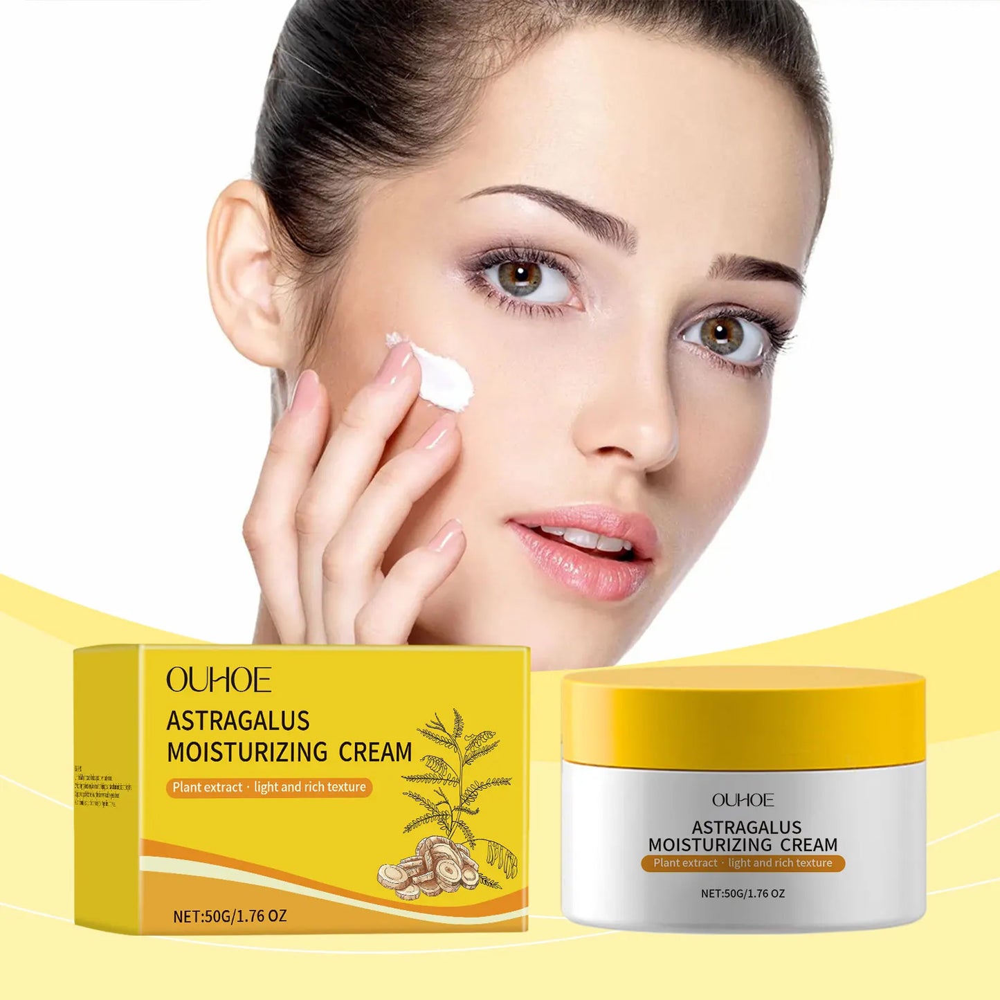 OUHOE Astragalus Moisturizing Cream - Even Skin Tone, Deep Moisturize, Light Texture, All Skin Types, Daily Use