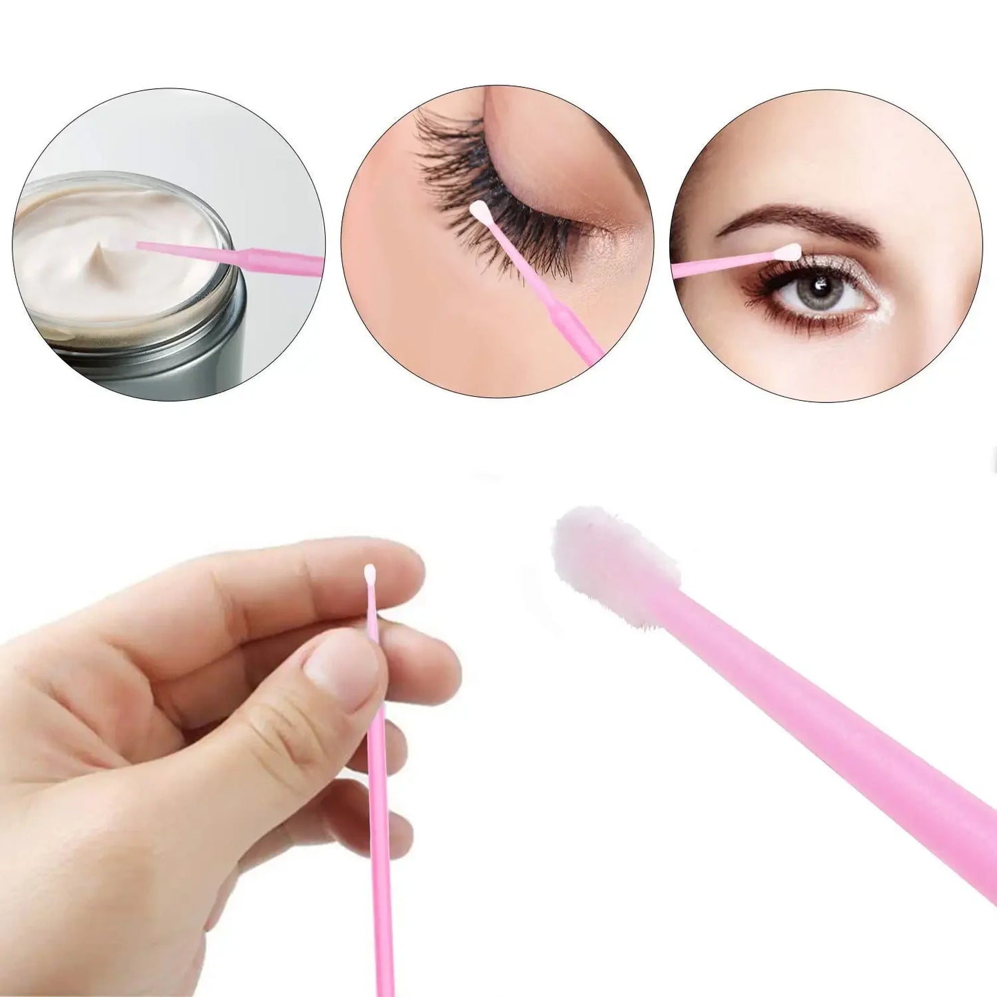 CNKESS 200Pcs Disposable Brush Set For Eyelashes And Eyebrows