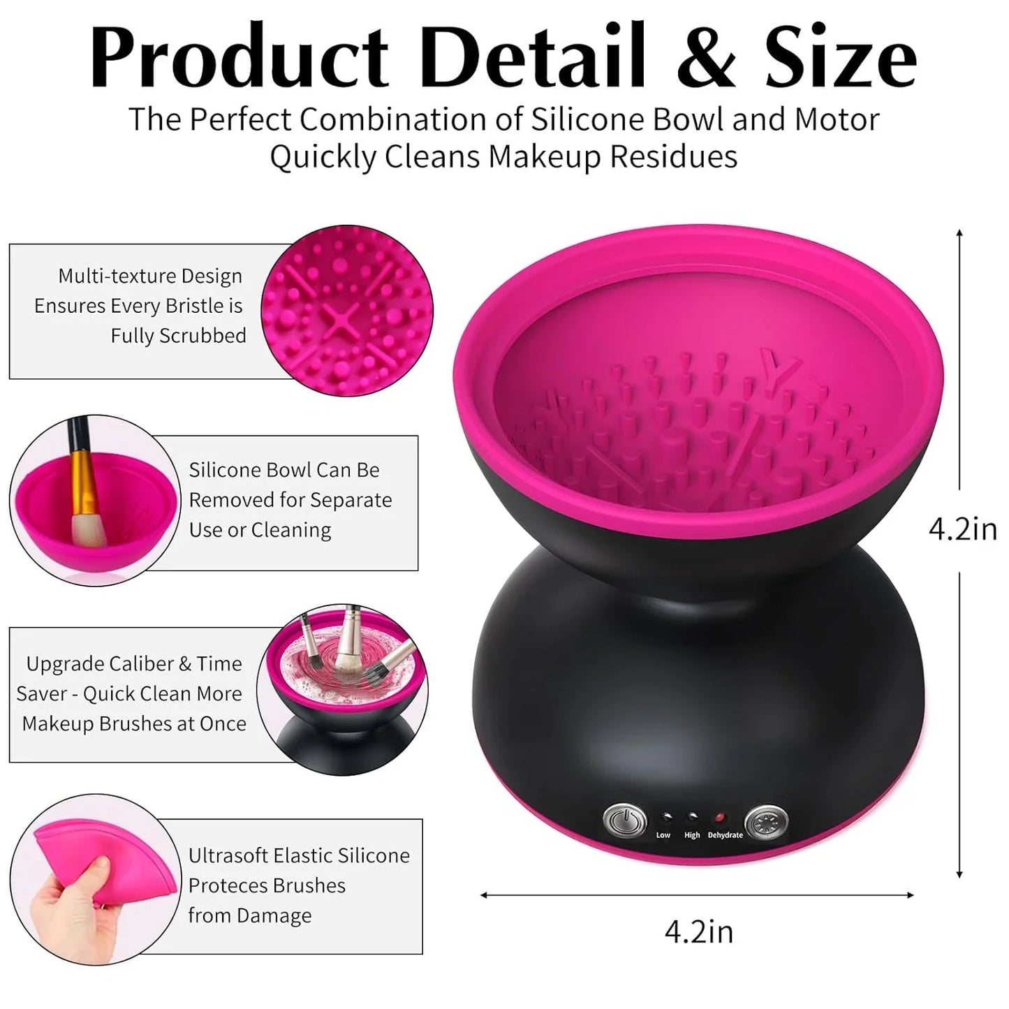 Brush USB Makeup Brush Cleaner Dryer With Two Speeds