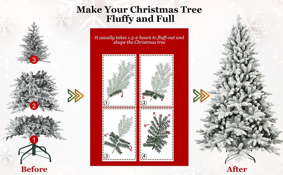 Makeatree Snow Flocked Christmas Tree Artificial PE PVC