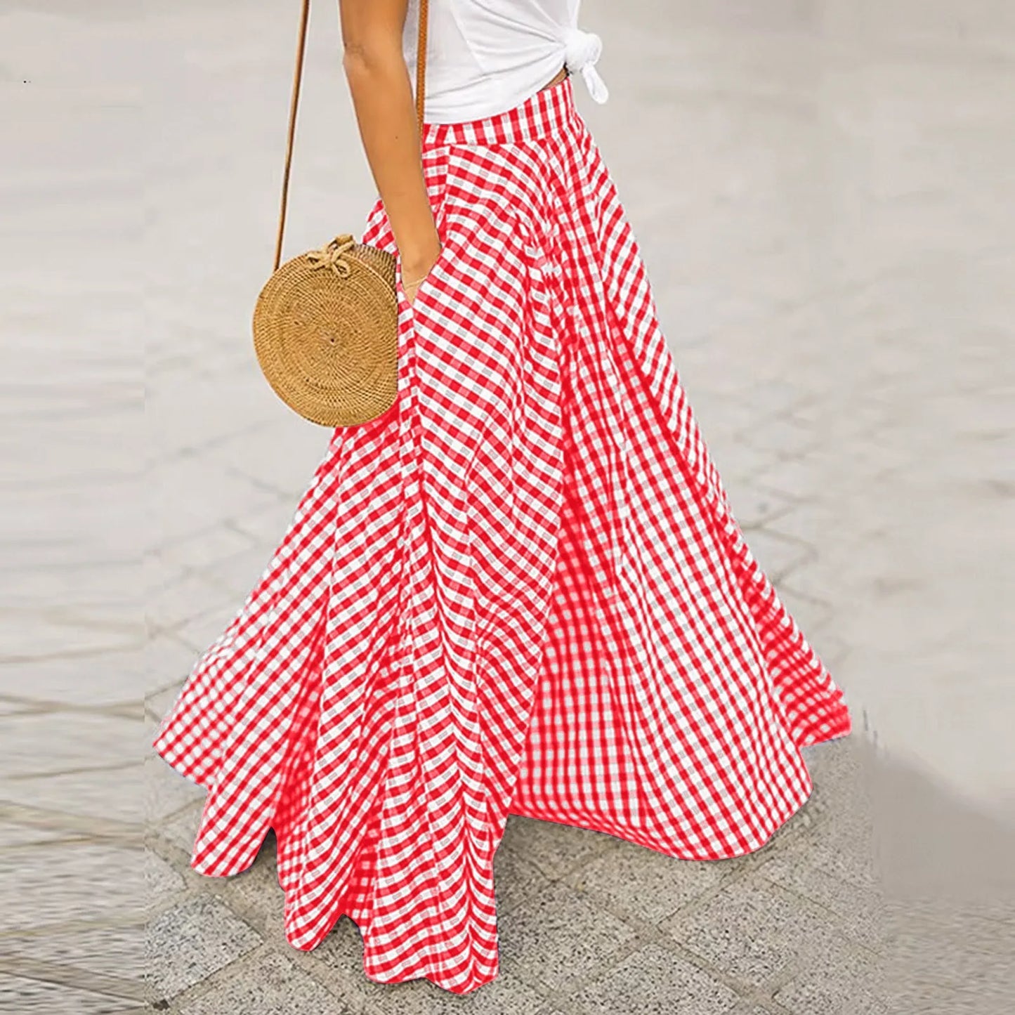 Craft Of Weaving Plaid Swing Skirt With Draped Silhouette