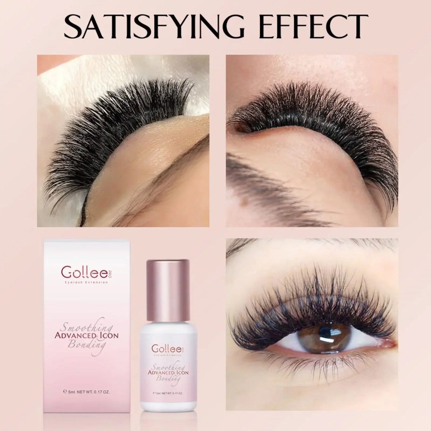 Gollee Pink Adhesive Eyelash Extension Glue 5ml Lashes Adhesive for Volume Lashes Individual Lashes Wholesale Price Own Logo