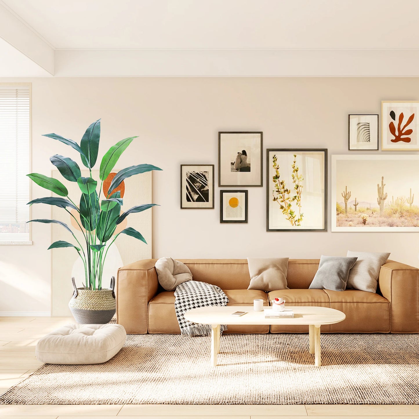 Artificial Bird of Paradise Plant 6FT(72in)/7FT(84IN) Fake Palm Tree for Indoor Outdoor Modern Decor Faux Plants for Home Office