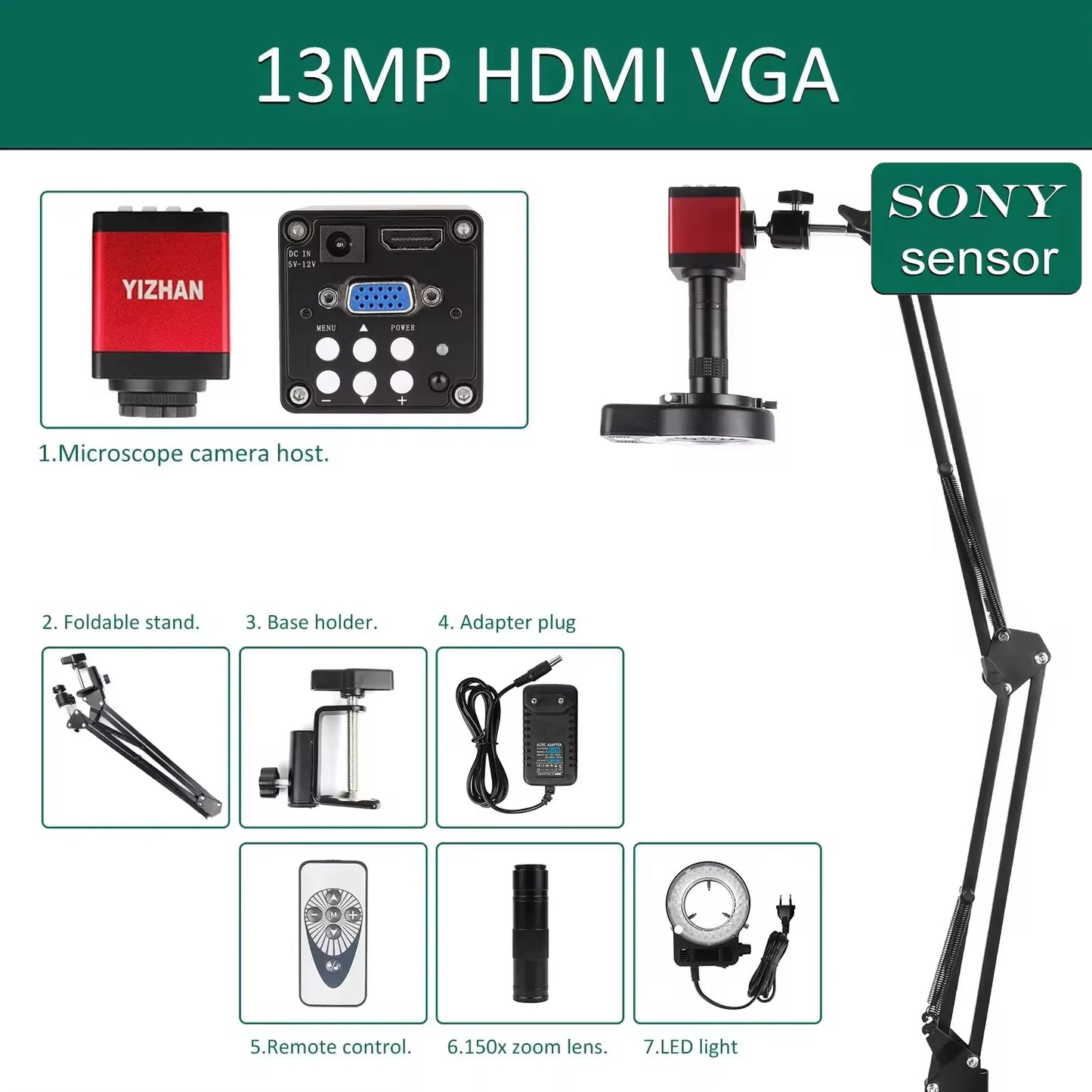 YIZHAN 48MP 4K Soldering Microscope With HDMI Camera USB Software