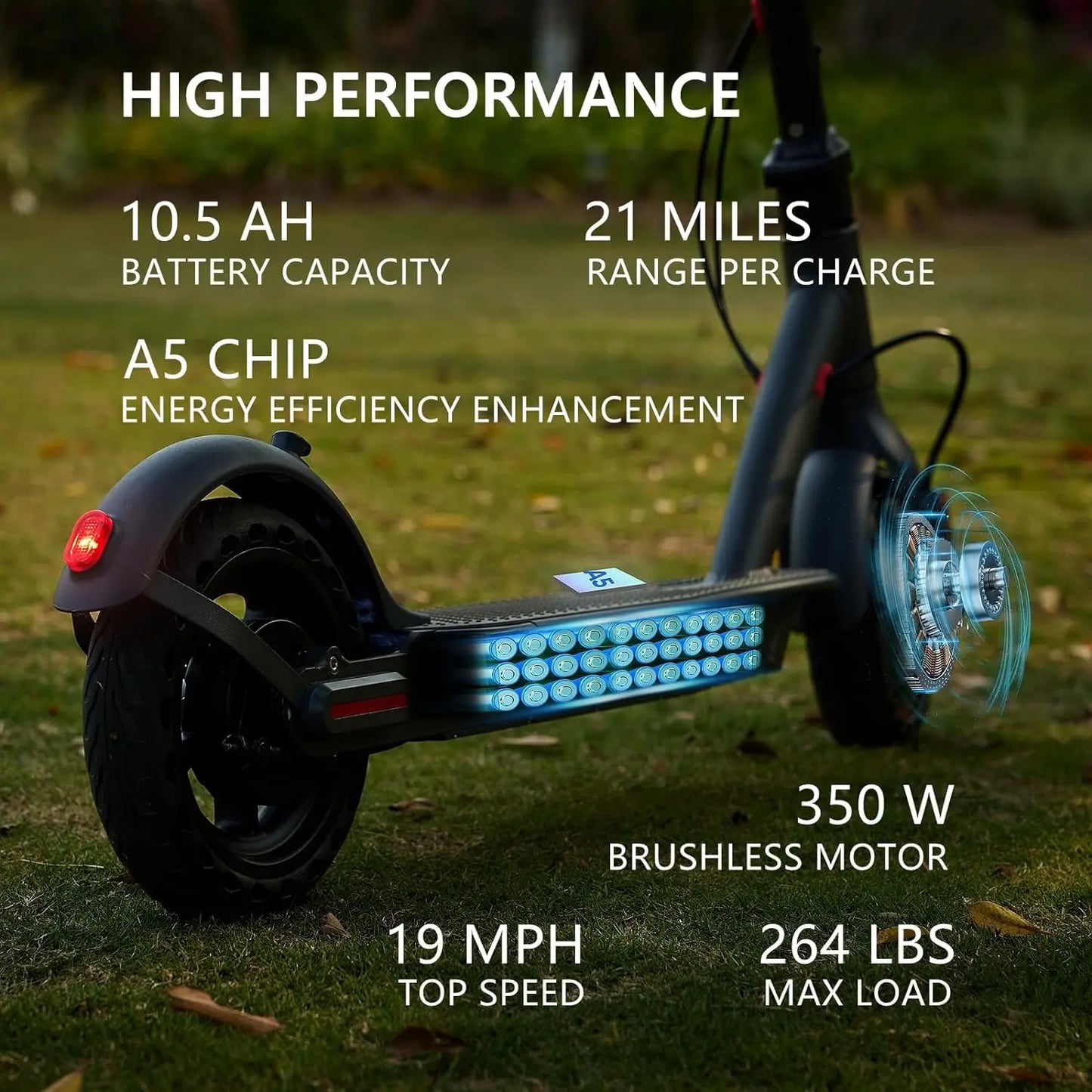 G5.0 Electric Scooter 36V 10.5Ah Battery Long Range Foldable