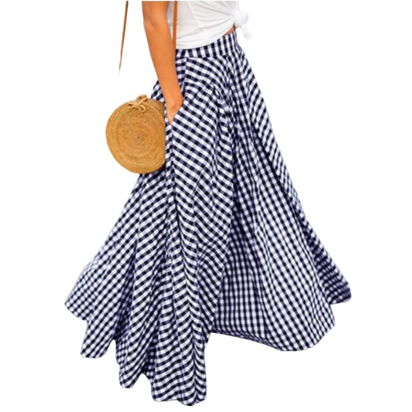 Craft Of Weaving Plaid Swing Skirt With Draped Silhouette