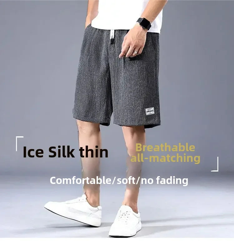 Mens Ice Silk Casual Shorts Loose Fit Summer Style Everyday