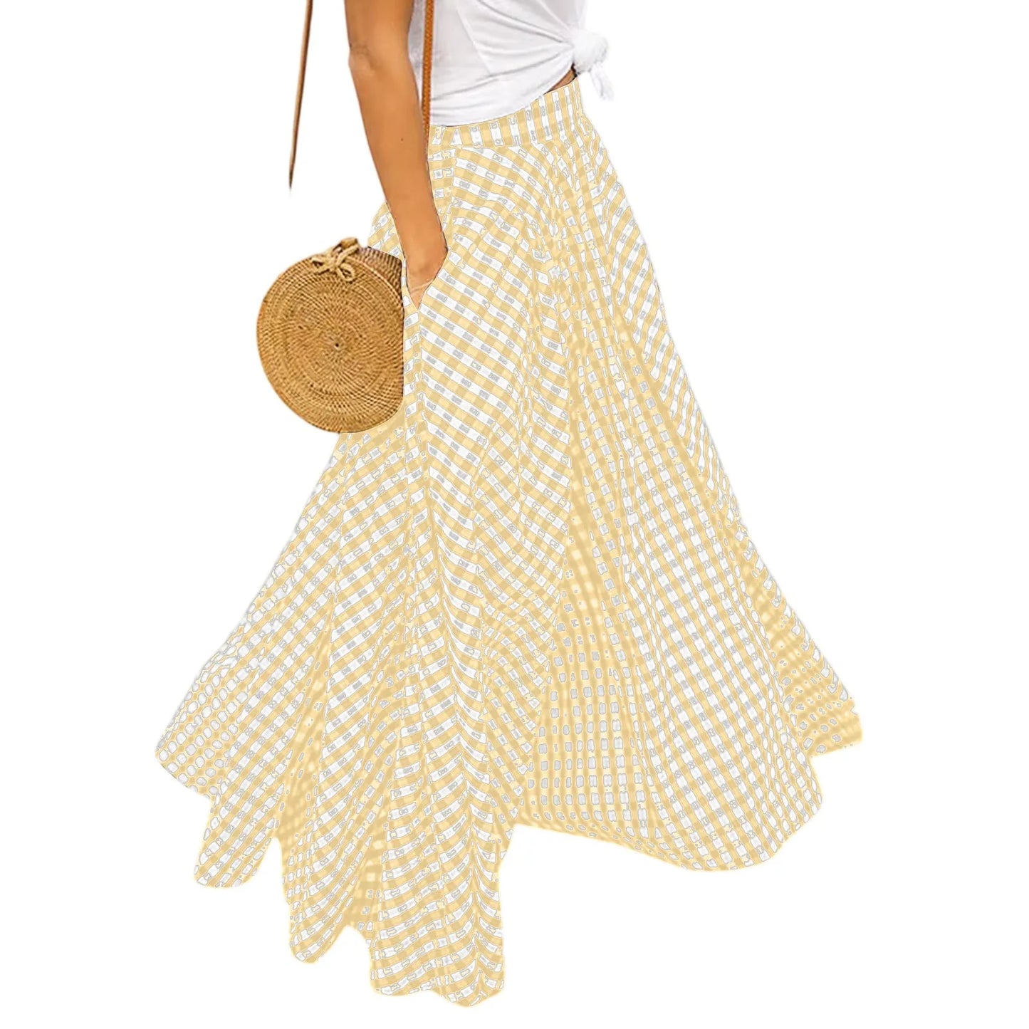 Craft Of Weaving Plaid Swing Skirt With Draped Silhouette