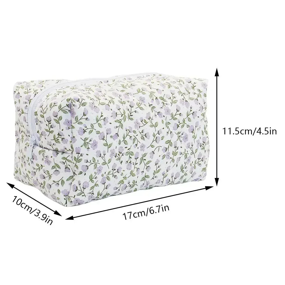Shunmaii Floral Large Capacity Cosmetic Organizer Bag Portable Makeup Pouch