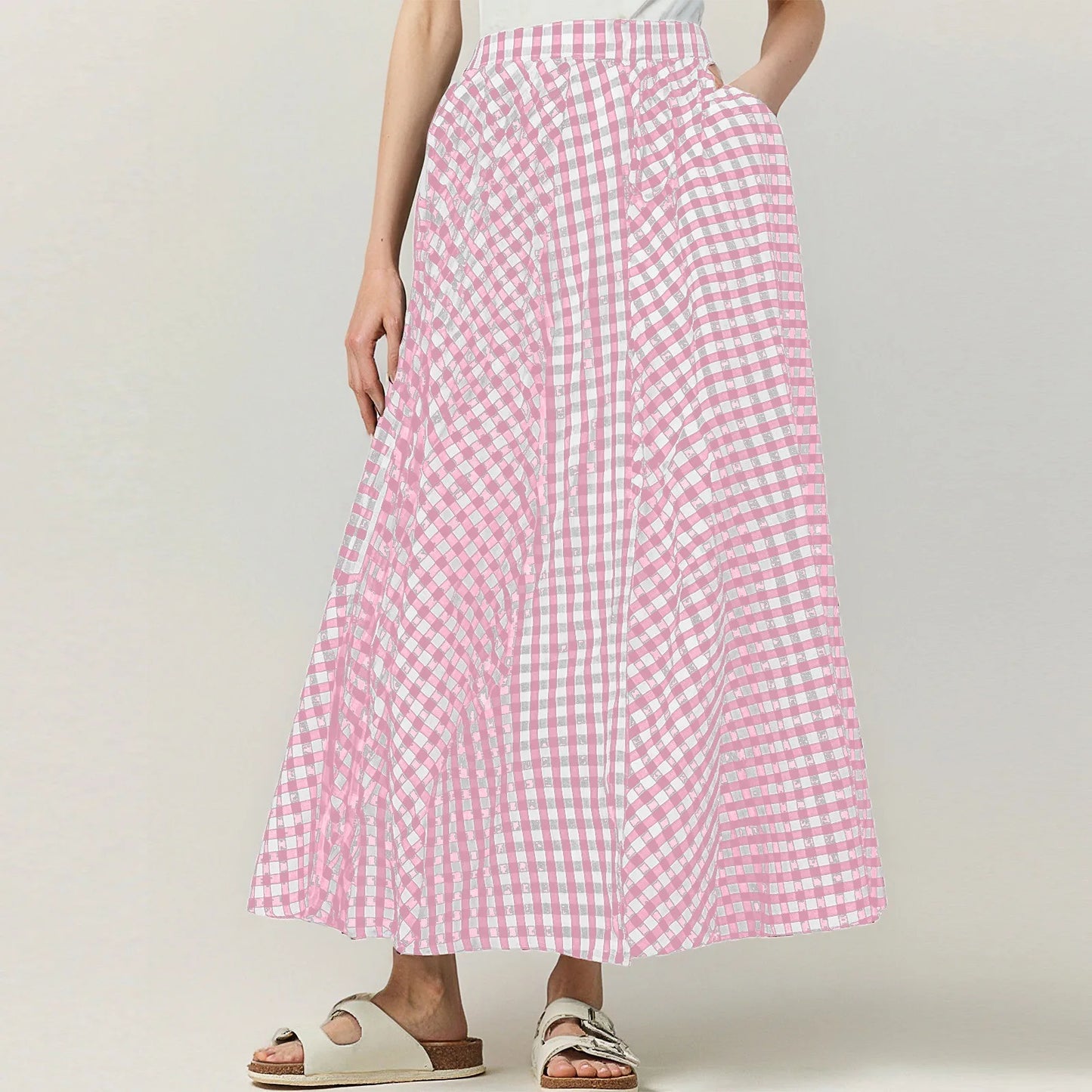 Craft Of Weaving Plaid Swing Skirt With Draped Silhouette