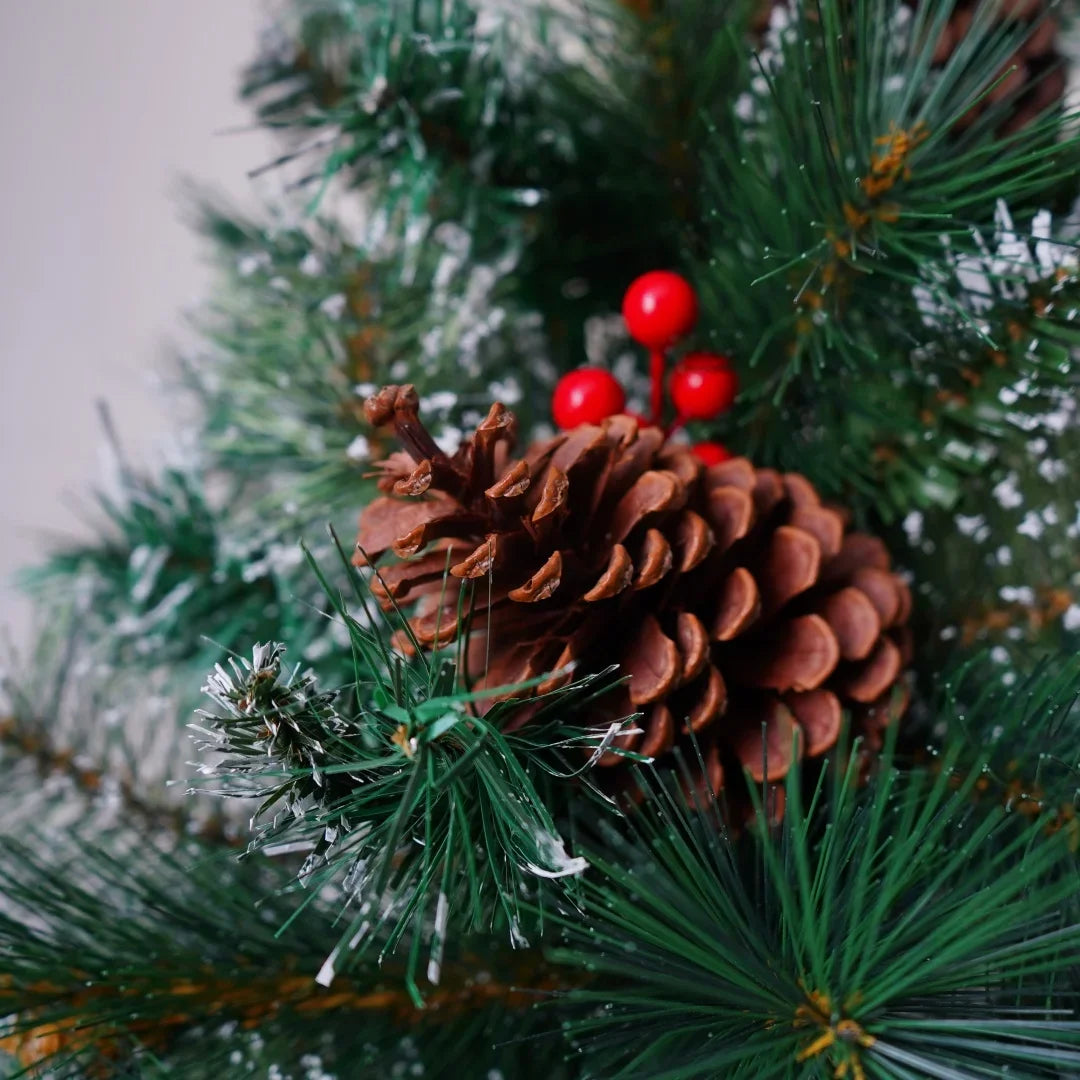 DIAMR Pre-Lit Artificial Spruce Christmas Tree With Pinecones And Berries