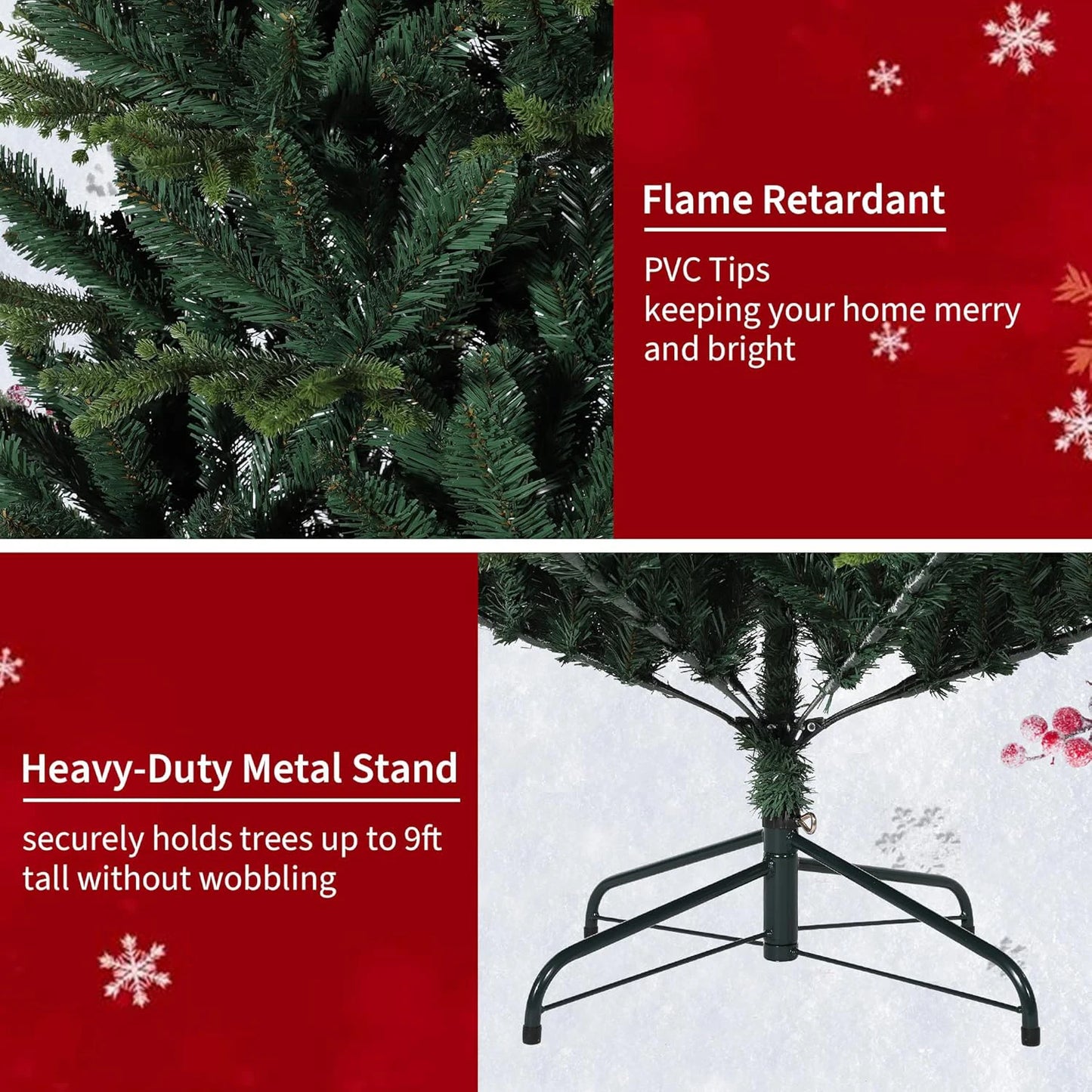 Artificial Christmas Tree Realistic Fake Spruce Stainless Metal Stand Indoor Outdoor Decoration Holiday Xams Trees