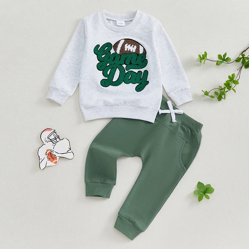 Pudcoco Toddler Boy 2 Piece Fall Outfit Sweatshirt Pants Set