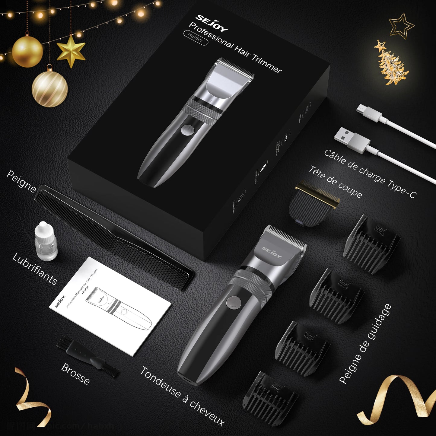 Sejoy Electric Hair Clippers Professional Kit USB Rechargeable Beard Trimmer