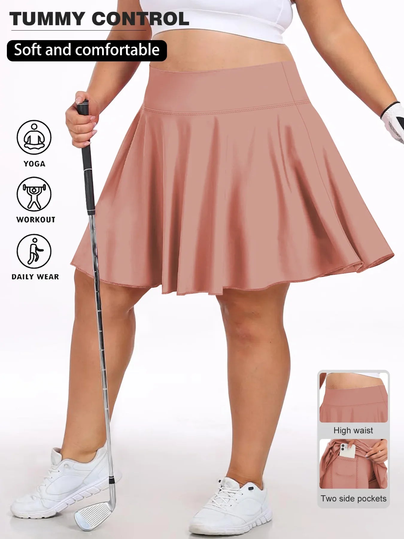 Women's Pocket Short Skirt High Waist Fitness Skirt